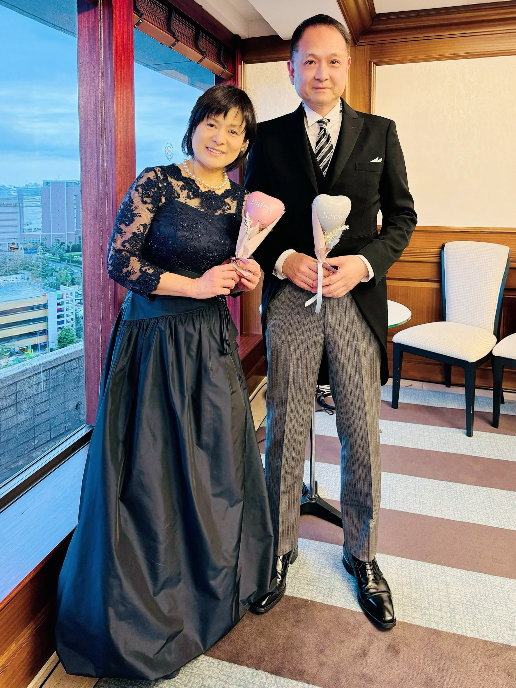 実際の結婚式 母親 フォーマルドレスL072ネイビー